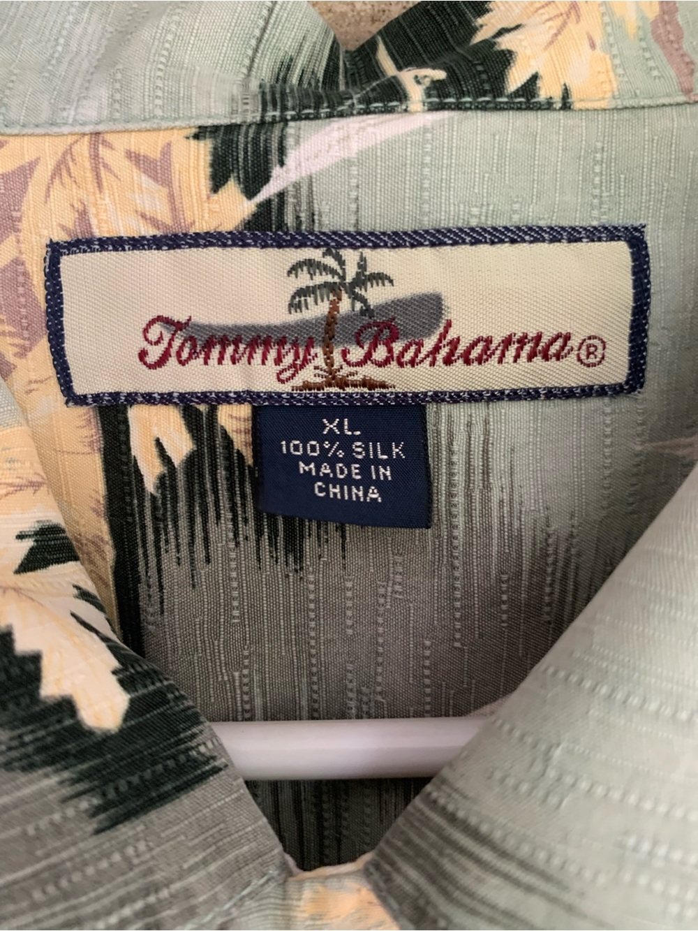 Tommy Bahama Light Sage Green Tropical Camp Shirt with Cream Accents - Picture 4 of 6